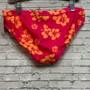 Wonder Nation XL (14-16) Girls Swim Bikini Bottom Pink Orange Floral NEW